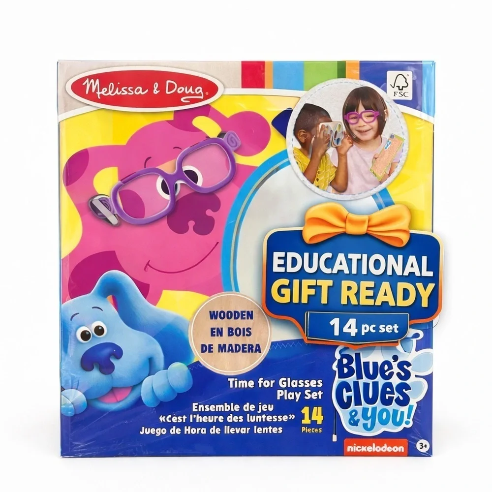 Melissa & Doug Blue’s Clues Time for Glasses Play Set Wooden 14pc NIB